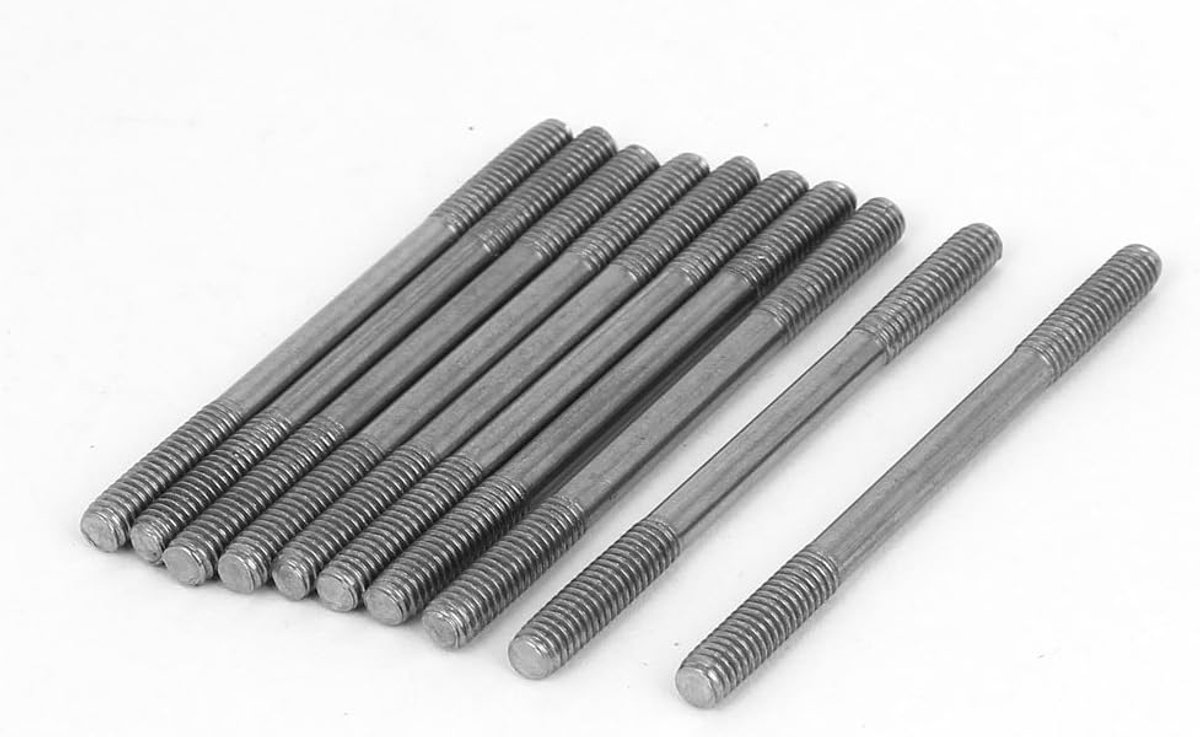 sourcing map 10 stuks dubbele schroefdraadstift schroef M4x55mm van 304 roestvrij staal