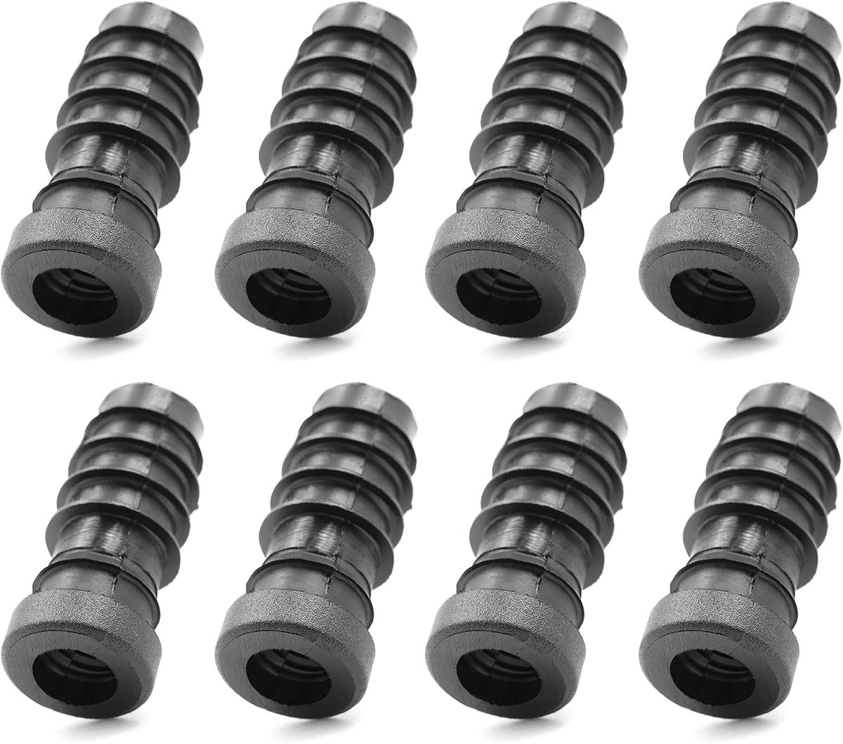 8 x schroefdraadstoppen voor ronde buizen met kunststof schroefdraad M8 Ø 16 mm 1,5 mm wanddikte