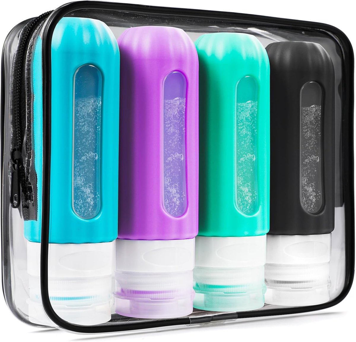 siliconen reisflessen voor toiletartikelen TSA goedgekeurd, lekbestendige flessen in reisformaat, navulbare reiscontainers voor shampoo-conditioner, miniflessen, 85 ml