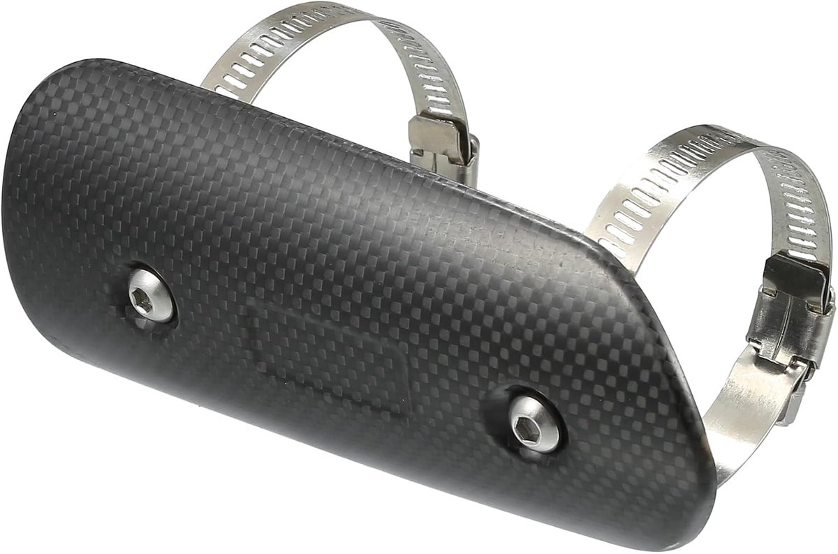 Uitlaatbescherming Met Klem/Uitlaatpijp Kopscherm Dekking Voor Motorfiets /-isolatie Koolstofvezel 145x62mm / 1 Set Zwart