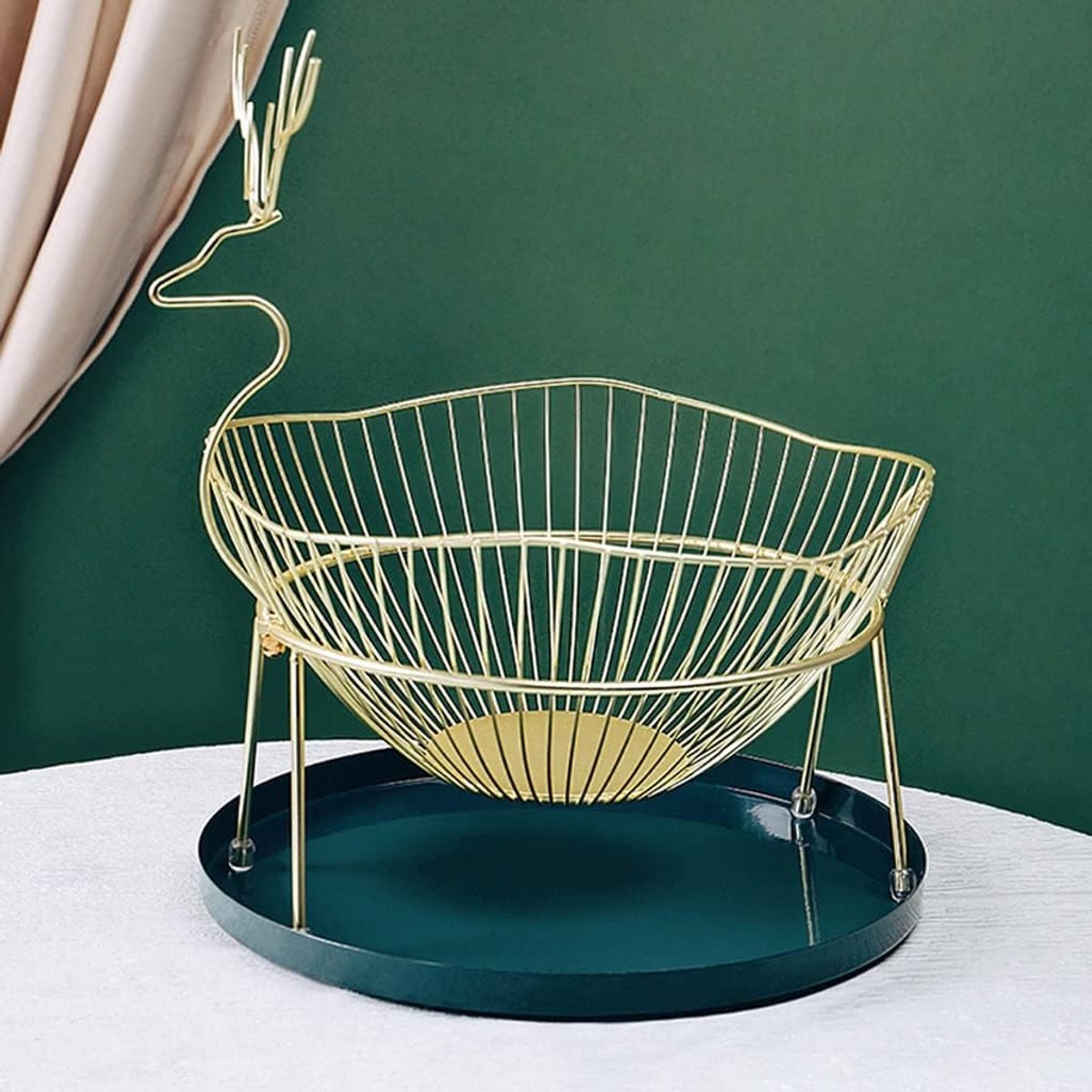 Fruit Mand Fruitschaal Metalen draad fruitschaal, ijzeren kunst fruit opslag manden for keukenteller, aanrecht, woondecoratie, tafel middelpunt decoratief Decoratieve Fruitmand (Color : Gold)