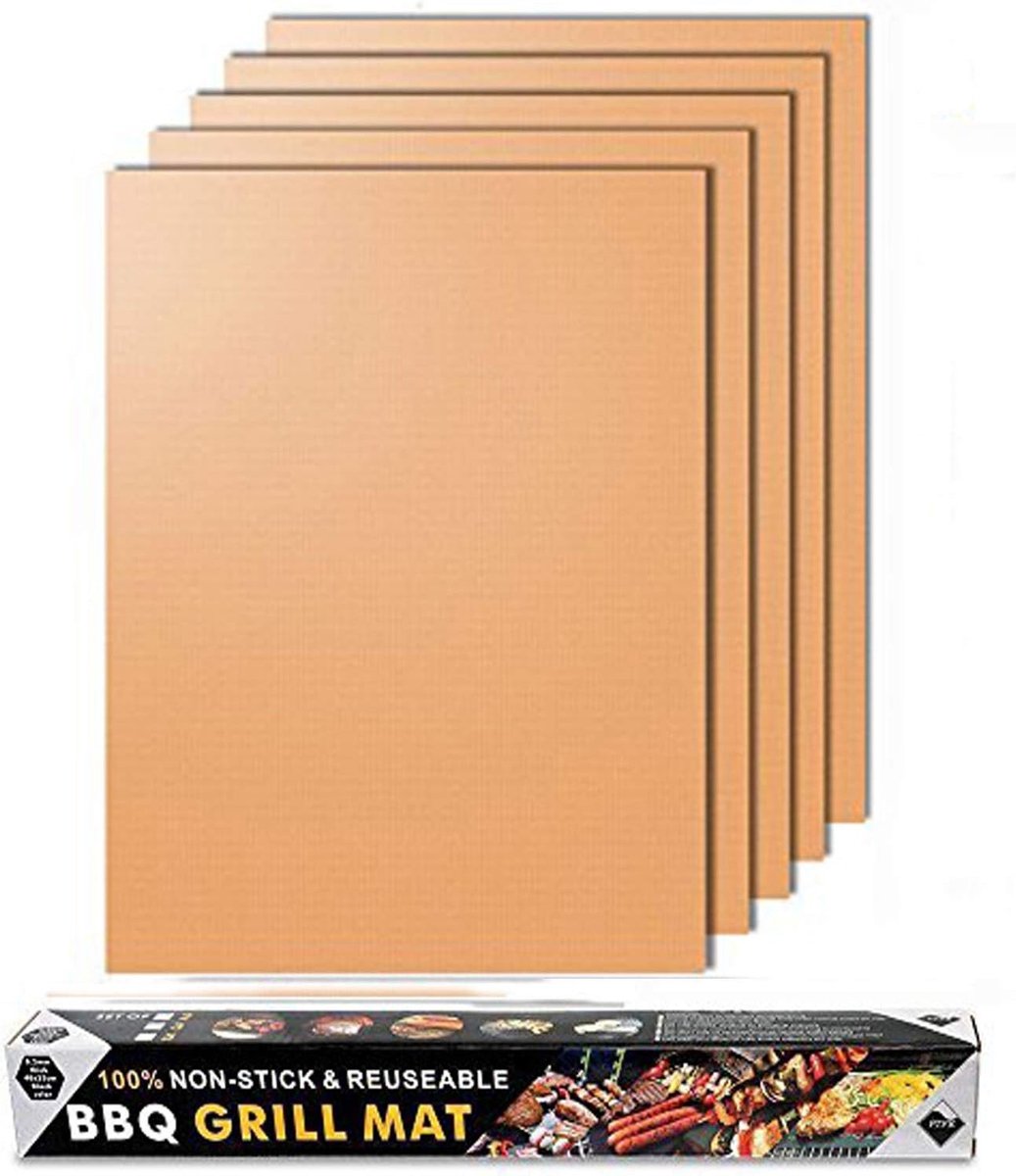 Koperen grillmat - Koper - 15,75 x 13 inch - Heavy Duty Anti-aanbak Grillmat - Voor Gas-, Elektrisch en Houtskoolgrillen
