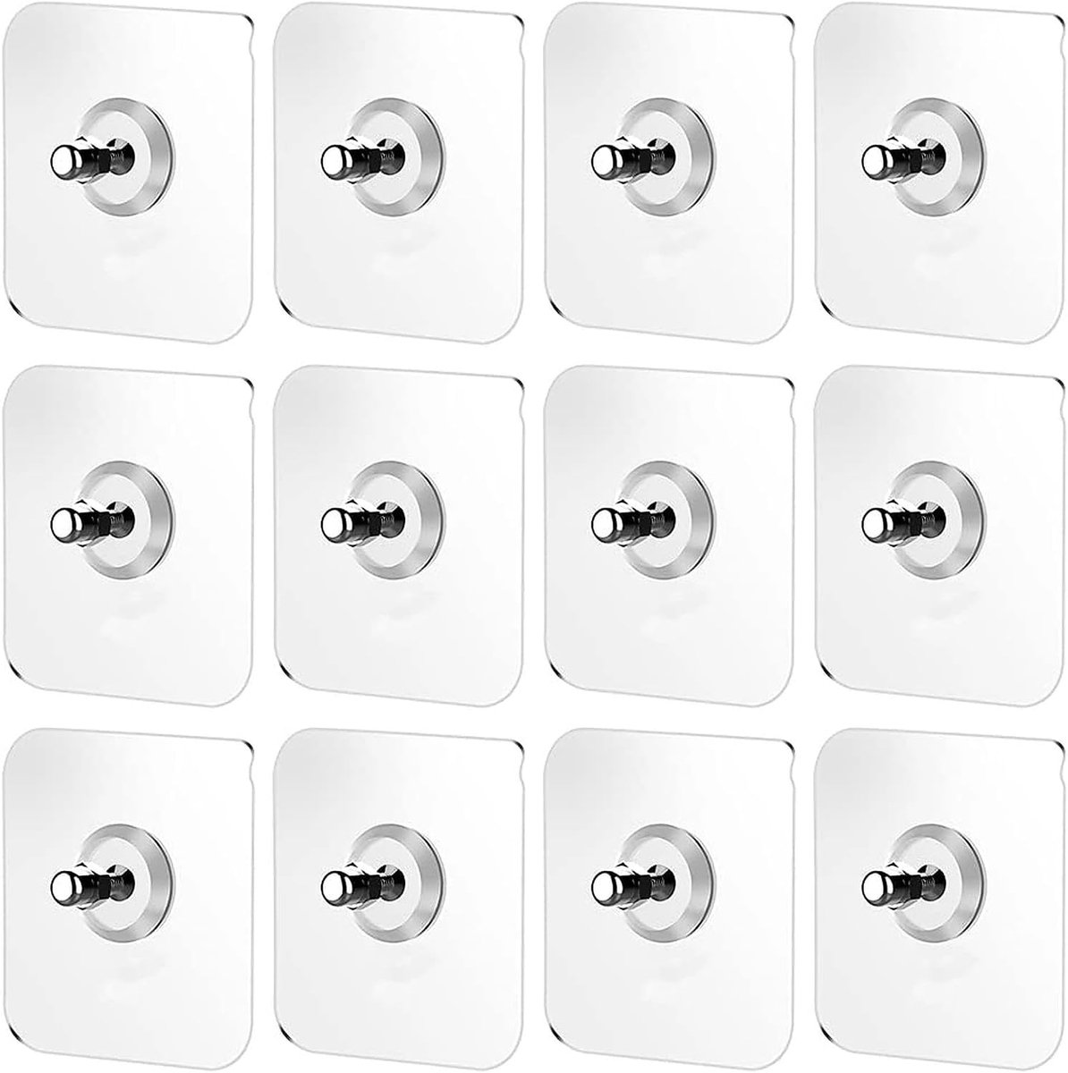 SnelShoppen - 12 Stuks Zelfklevende Hangnagels, Wandbevestiging Schroefhaak | Geen Boren Plakhaak, Waterdichte Transparante Wandhaak, Naadloze Schroef
