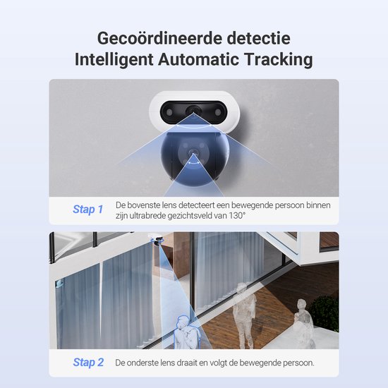 EZVIZ C90 Dual 8MP (4MP+4MP) Security Camera Outdoor Wifi, 360° Camera Outdoor Night Vision, Camera Security Wifi AI Detection of People/Vehicles, Two-Way Audio, Alexa, Waterproof van Merkloos — afbeelding 5