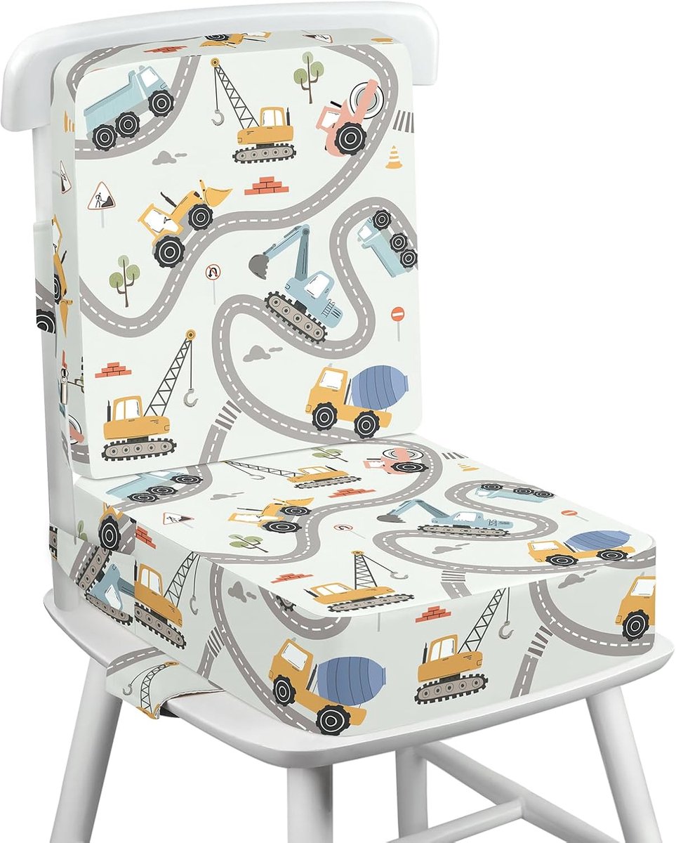 SnelShoppen - Peuter Booster Stoel voor Eettafel met Rugleuning, 10cm Dikke Kids Booster Kussen met Verstelbare Riemen & Antislip Onderkant, Sterke St