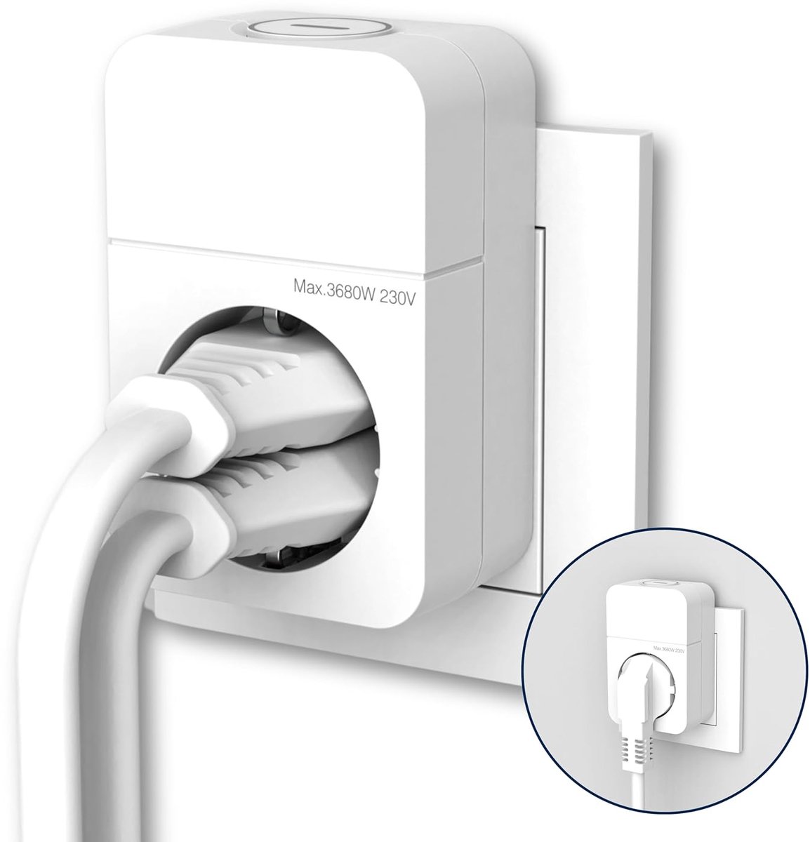 SnelShoppen - REV Socket adapter COMBINI - Schakelbare wandcontactdoos met praktische combinatie stekker systeem - 1-gang, energiezuinig, wit