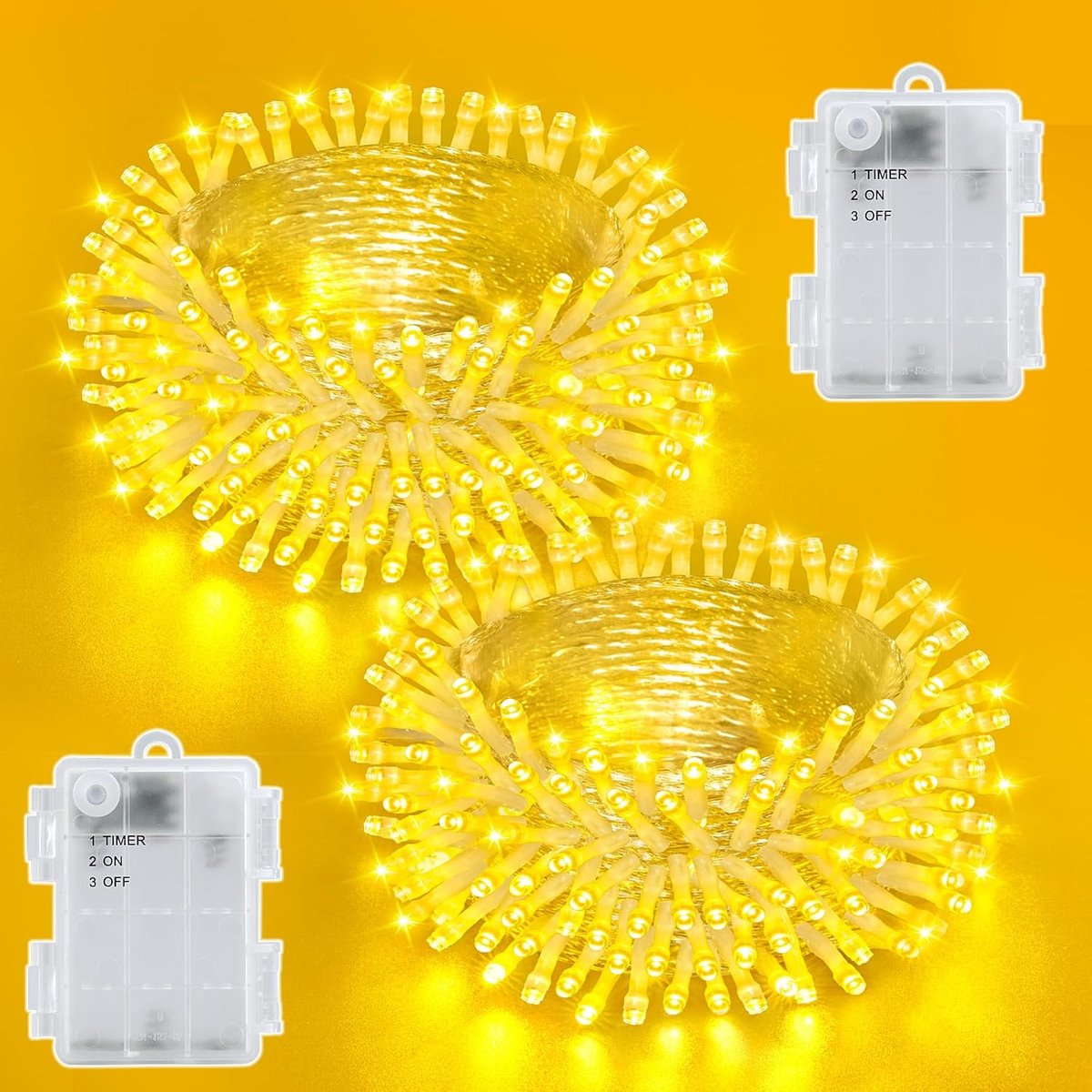 SnelShoppen - 2 x Batterij Aangedreven Sfeerverlichting 3 m 30 LED Warm Wit Waterdicht met 6 Uur Timer voor Binnen & Buiten Gebruik - Perfect voor Fee