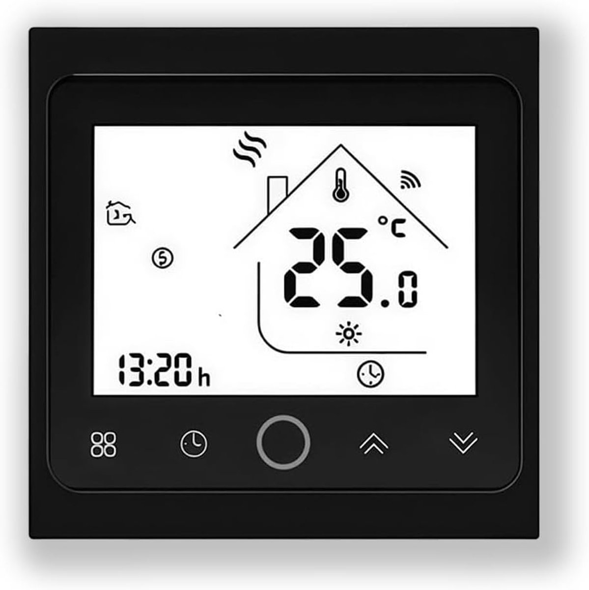 SnelShoppen - 002 Series Wi-Fi Thermostat - Programmeerbare Touch Screen Thermostaat voor Verwarming en Airconditioning - Mobiele Besturing, Compatibe