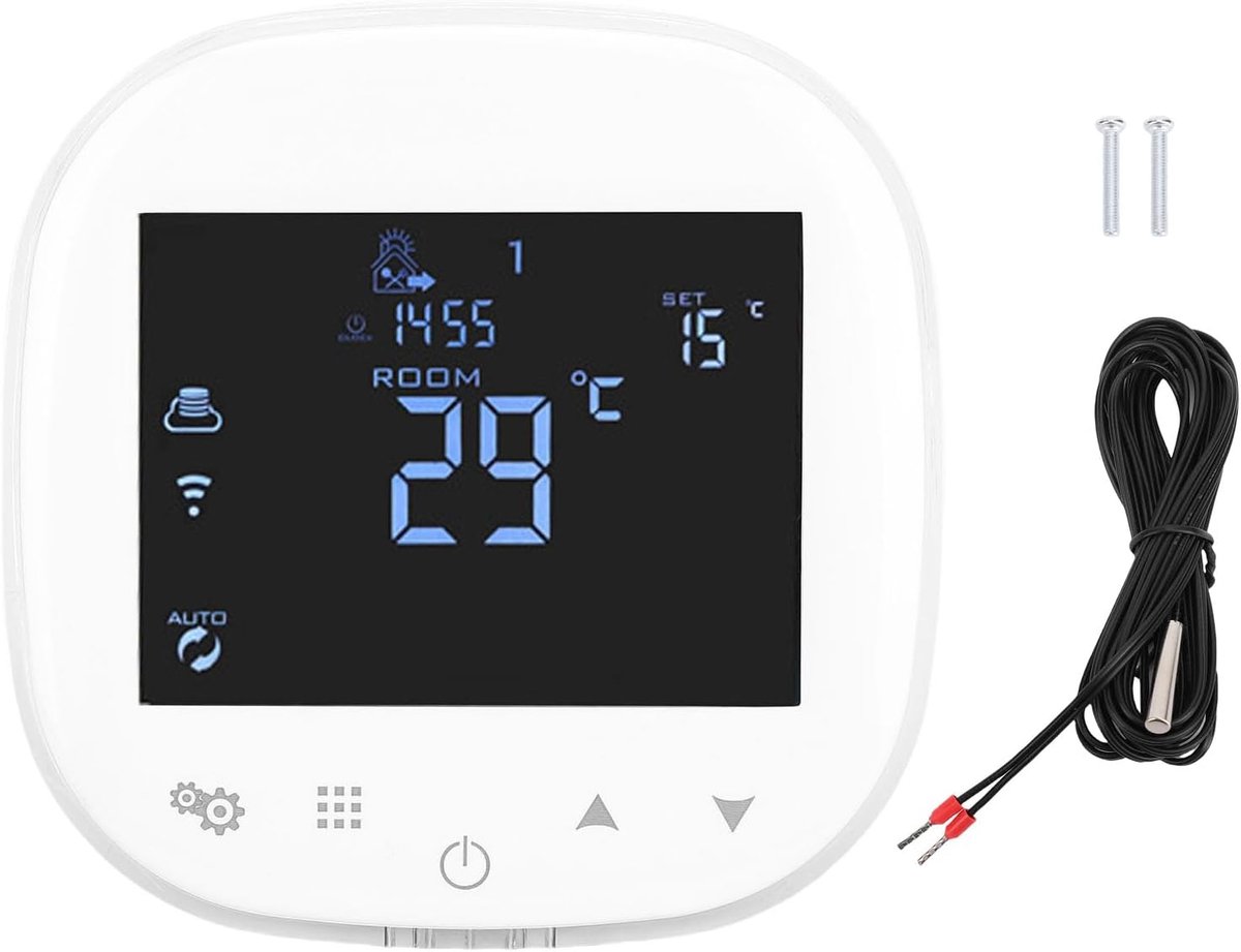 SnelShoppen - Slimme Digitale WiFi Thermostaat voor Thuis of Kantoor, Programmeerbare Temperatuurregeling, Wit, Direct Gebruiksklaar, Precisie Control