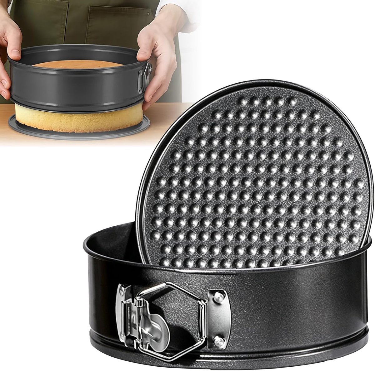SnelShoppen - Bakvorm Rond, Taartbakvorm met Losse Bodem, Ronde Springvorm Antiaanbaklaag, Koolstofstaal, Hittebestendig, Voor Cake, Pizza en Quiches