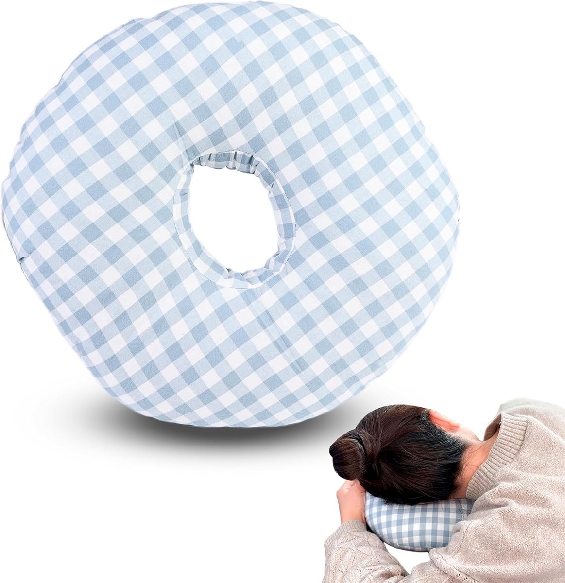 SnelShoppen - Sporgo Piercing Kussen met Gat - Donut Kussen voor Zijslapers - Oorkussen voor Oorpijn - Comfortabel Slaapkussen - 30x30 cm - Zacht Mate
