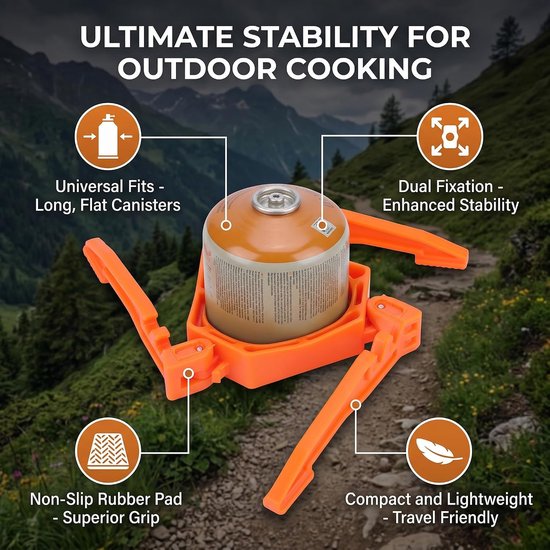 SnelShoppen - Opvouwbare Gas Tank Houder - PC Stabilisator voor Gas Cooker - Lichtgewicht Camping Statief - Oranje - Compact en Duurzaam van Snelshoppen — afbeelding 5