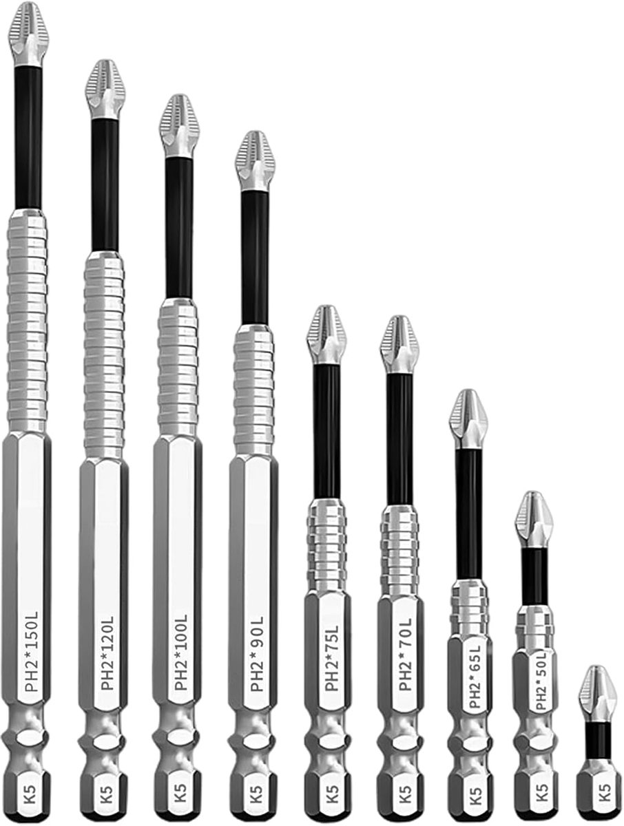 SnelShoppen - 9Pcs Anti-slip Impact Boorkoppen, Hoge Magnetische Superharde Boorgereedschappen, Precisie Schroevendraaier Sets, Voor Elektrische Drill
