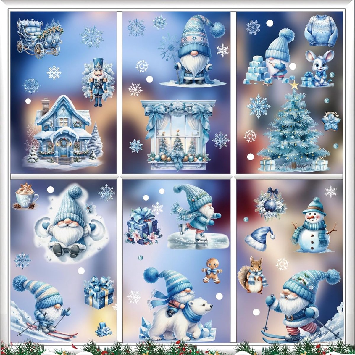 SnelShoppen - Kerst Raamstickers - 9 Vellen Raamdecoratie voor Glasramen - Ideaal voor Kerstmis - Kleurige Stickers voor Feestelijke Sfeer - Perfect v