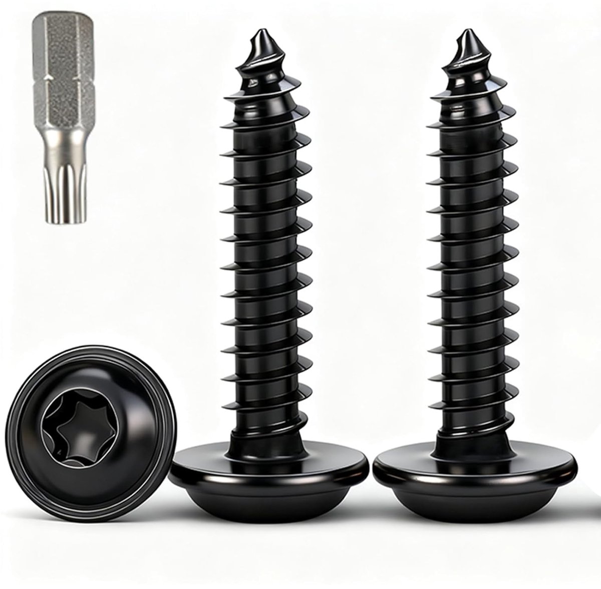 SnelShoppen - 20Pcs Torx Zelftappende Schroeven M3x10mm, Roestvrij Staal Zwart A2 V2A, Zelftappende Schroef met Ring voor Hout, Metaal, Tuin, Klussen