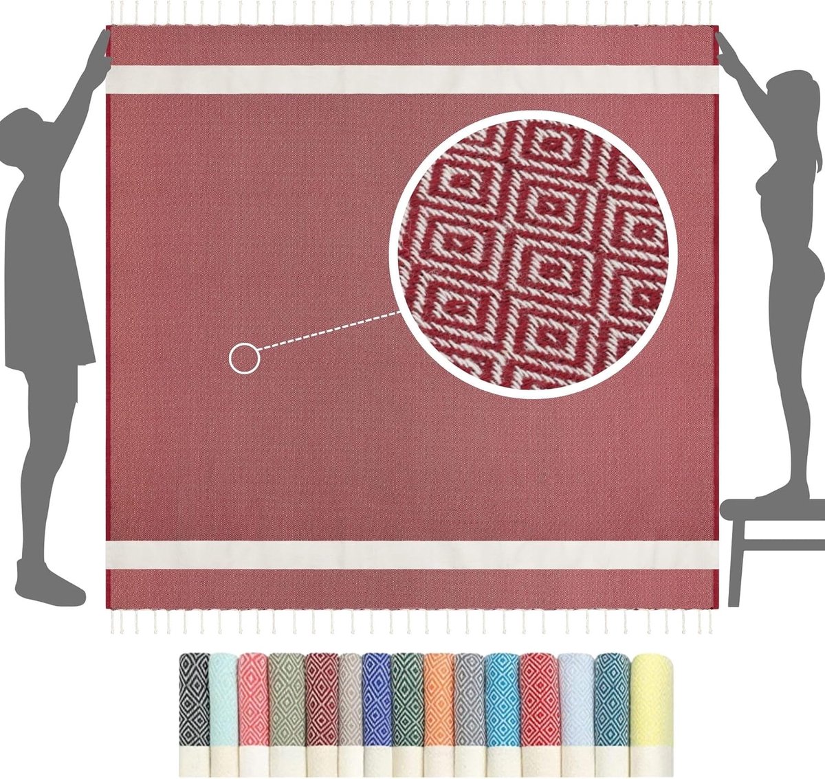 Thijox - XXL Strandlakens 200x200 cm - Premium Fouta Handdoek Zandvrij - Perfect voor Strand, Picknick en Sauna - Luxe Katoen voor Dames, Heren en Tie