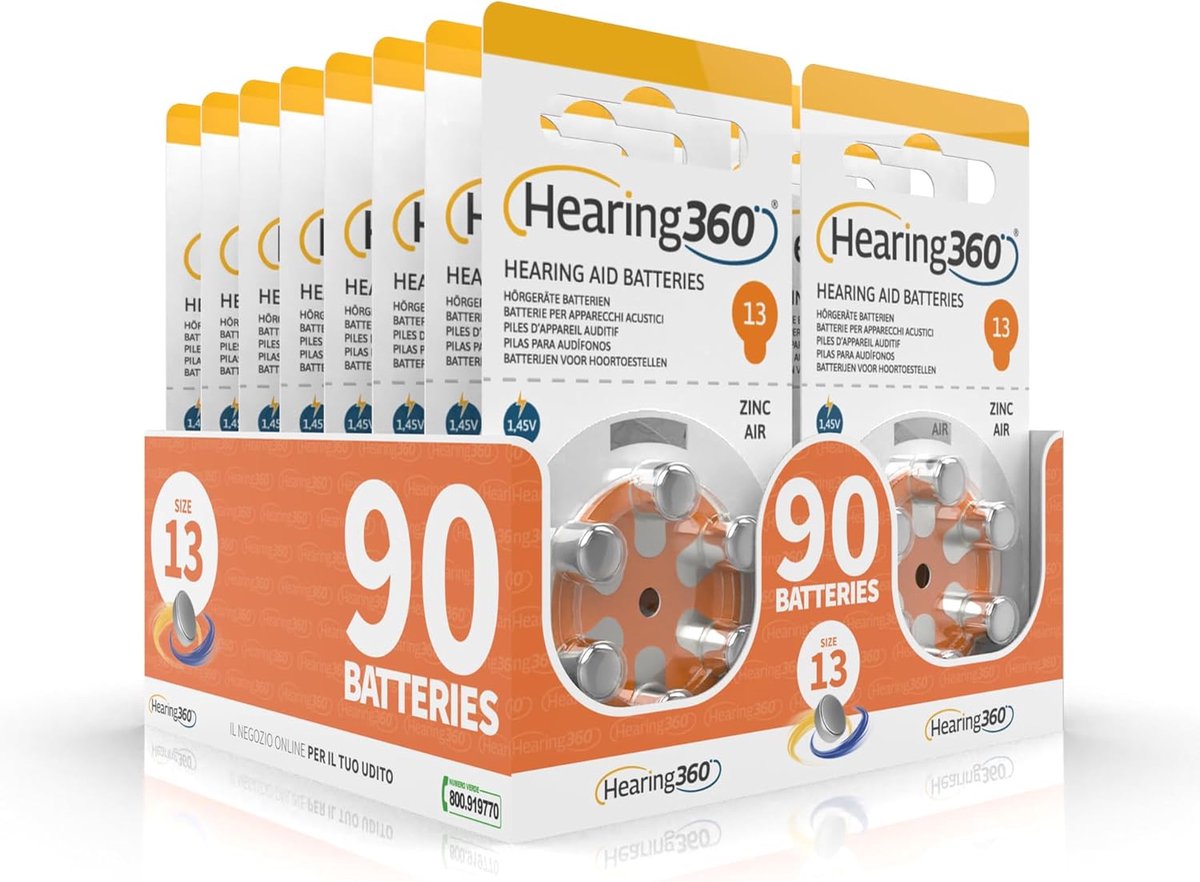 SnelShoppen - PR48 Hoortoestelbatterijen Maat 13, Kwikvrij, Extra Duurzaam en Betrouwbaar, 90 Batterijen in 15 Blisters voor Langdurig Gebruik