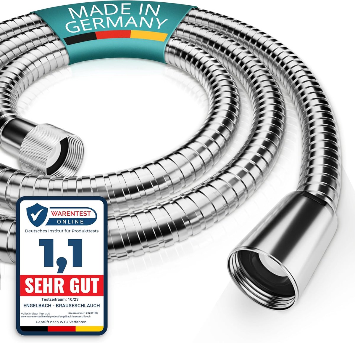 SnelShoppen - Flexibele Douche Slang 1.25m RVS - Kinkvrije Douche Hose met Standaard G 1/2" Aansluiting - Geschikt voor Drinkwater - Duurzaam en Comfo
