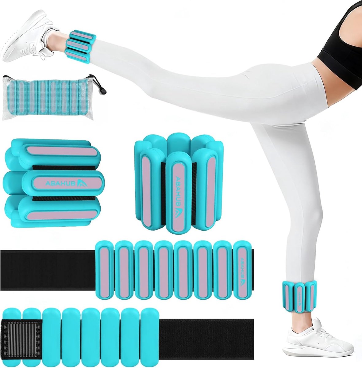 SnelShoppen - Verstelbare Pols Enkel Gewichten Set van 2 - 0.45 kg per stuk - Ideaal voor Fitness, Thuis Workouts, Krachttraining - Blauw en Roze