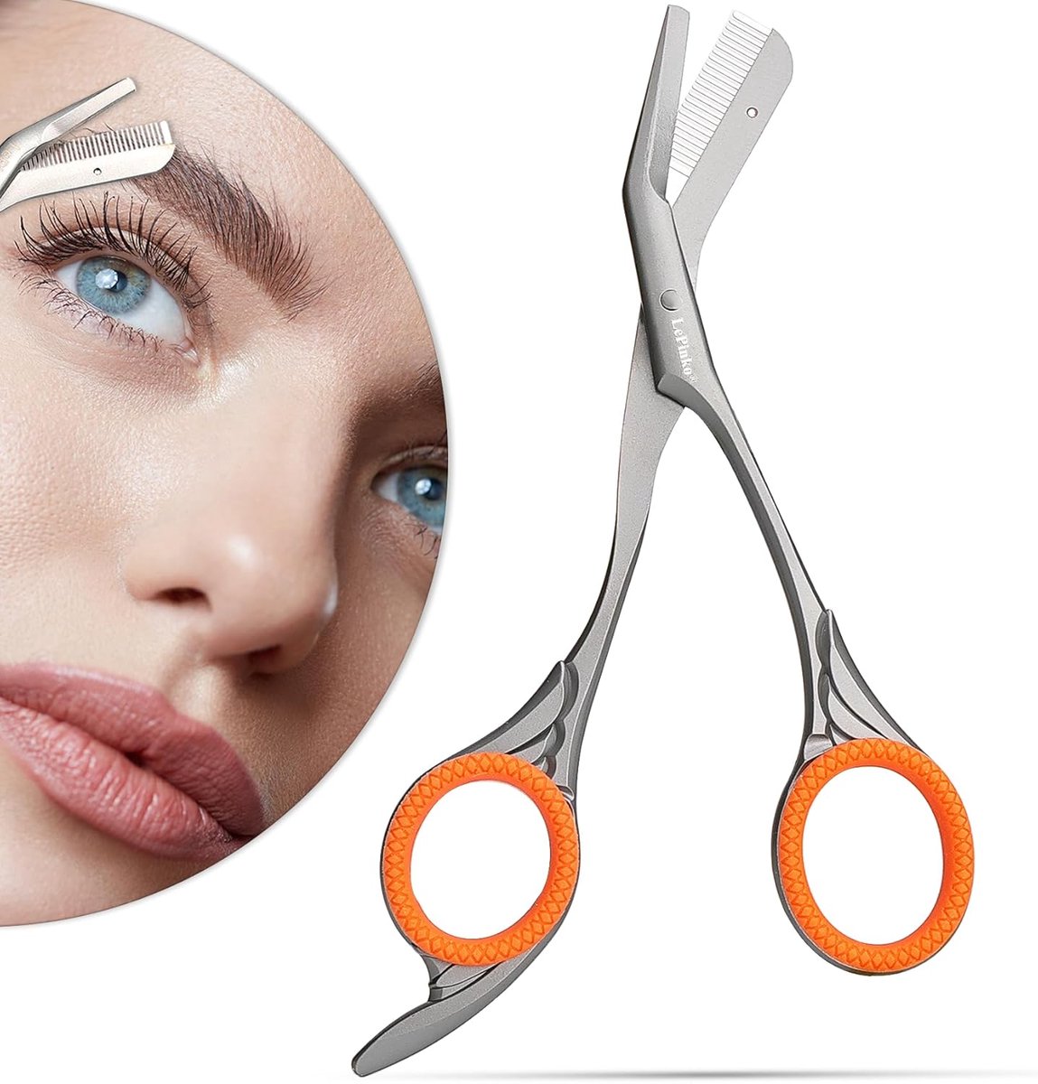 SnelShoppen - Eyebrow Trimming Scissors met Combs - Voor Mannen en Vrouwen - Grijs - Ideaal voor Thuis en Op Reis - Perfecte Gift en Stocking Filler