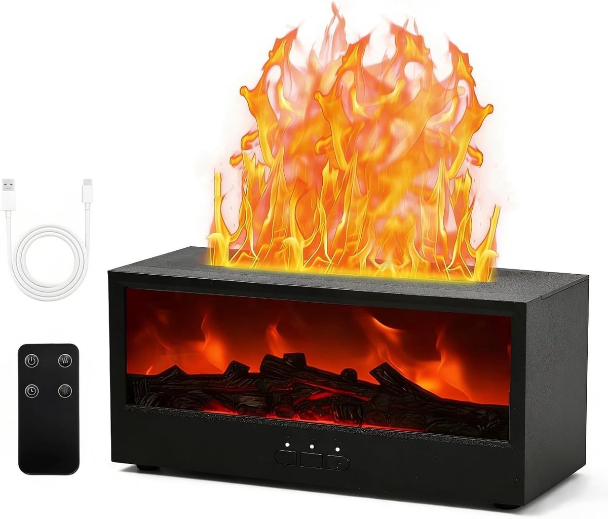 SnelShoppen - Aroma Diffuser met Afstandsbediening, Vlam Effect, 7 Kleuren, Timer, Essentiële Olie Diffuser, Mini Luchtbevochtiger voor Thuis, Kantoor