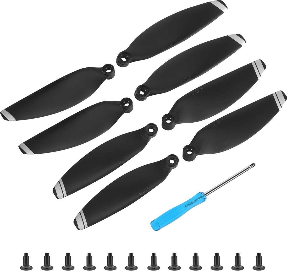 SnelShoppen - Propeller voor Mavic Mini, 4 Pairs Vervangende Propellers met Schroeven en Schroevendraaier, Zwart, Duurzaam en Geluidsarm