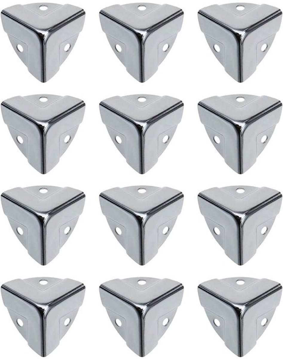 Hoekbeschermers 12 Stuks - Chroom - 25x25x25mm - Schroefmontage - Duurzaam Metaal - Roestwerend - Hoekbeugels