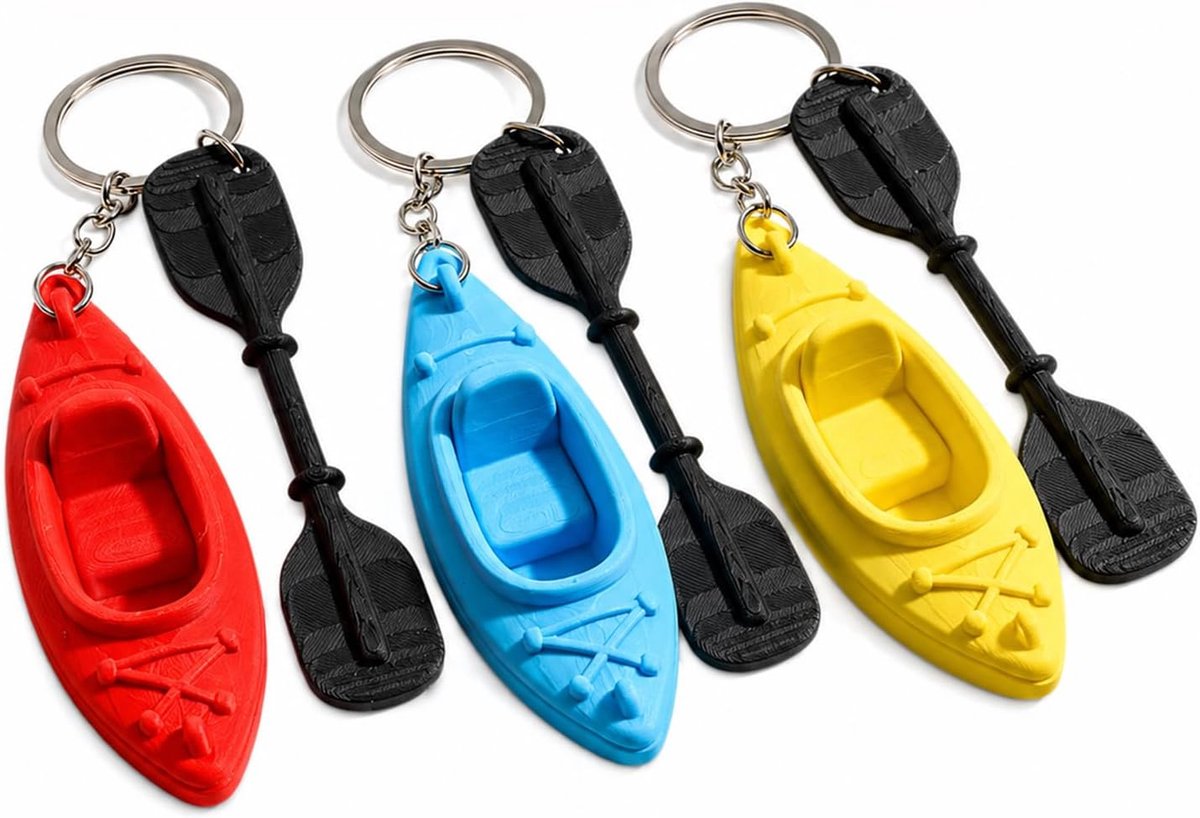 SnelShoppen - Kajak Sleutelhanger 3D Water Sport Kano Accessoire Siliconen Sleutelring met Peddel - Perfect Cadeau voor Kajak Enthousiastelingen en Bu