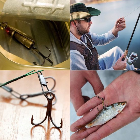 SnelShoppen - 130 Pcs Treble Fishing Hooks Set Carbon Steel - Rond Bocht Haakjes - 4, 6, 8, 10 - Corrosiebestendig - Ideaal voor Zoet- en Zoutwater Vi van Snelshoppen — afbeelding 2