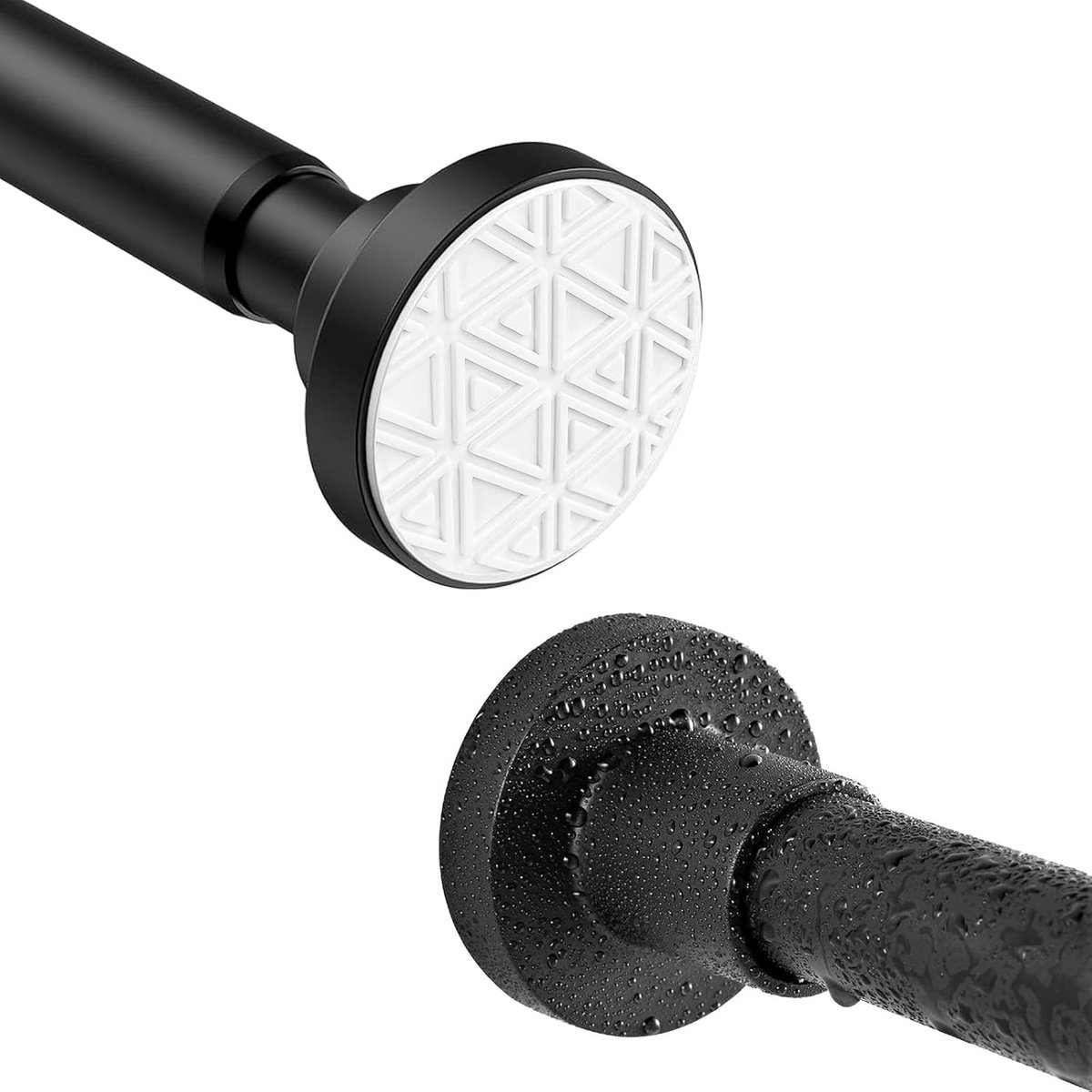 SnelShoppen - Douchegordijnstang Uitschuifbaar 48-133cm - Geen Boor Roestvrij Staal 304 - Telescoopstang Zwart - Anti-Slippend - Nooit Roesten voor Ra