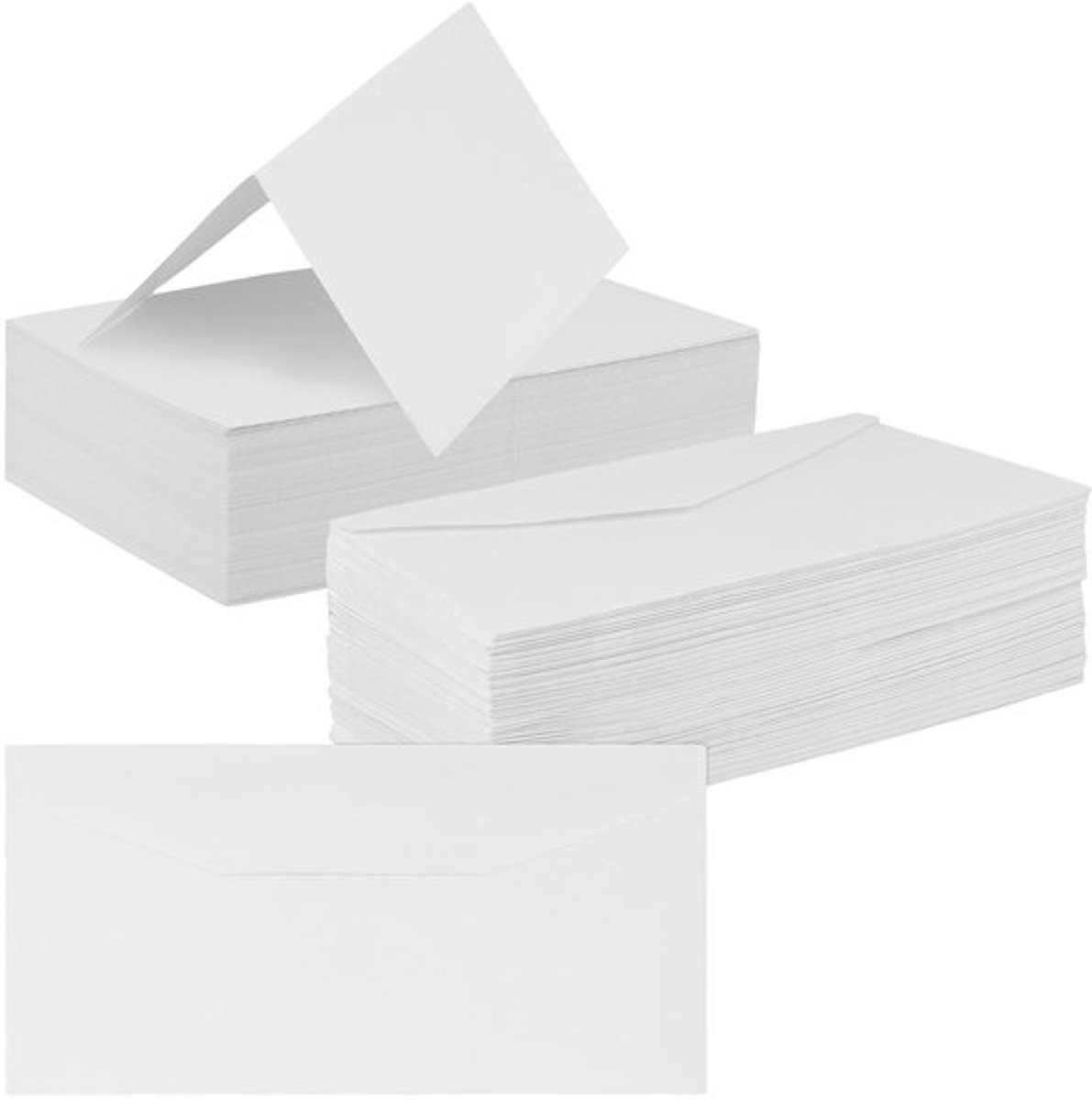 Wenskaarten Set 200 Stuks - Blanco Wenskaarten - Witte Enveloppen - 11x22cm Enveloppen - 20,4x15,2cm Kaarten - Perfect voor Uitnodigingen - Kaartset