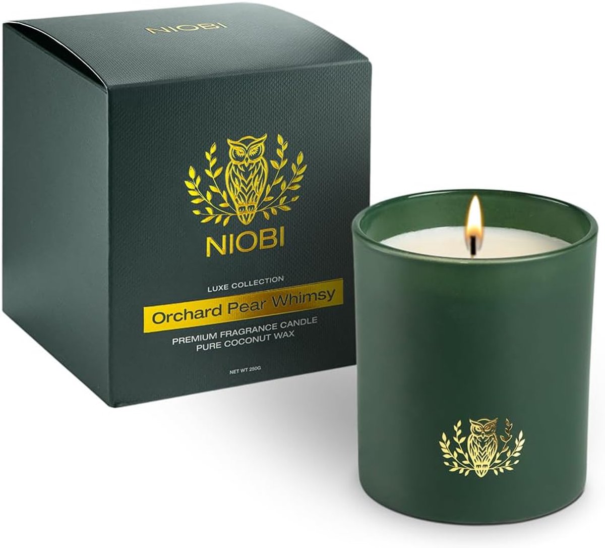 SnelShoppen - Luxe Geurkaars Orchard Artichoke - Handgegoten Kokos-Rapeseed Was - Frisse Peer en Appelbloesem Geur - 250g voor Keuken en Woonkamer