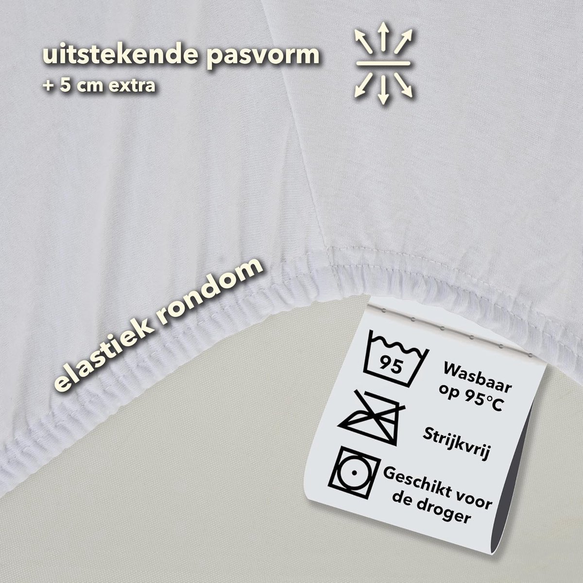 SnelShoppen - Fitted Sheet 120x200 cm - 130x200 cm - 100% Katoen - Wit - Duurzaam en Oeko-Tex - Perfect voor Bedden - Made in EU