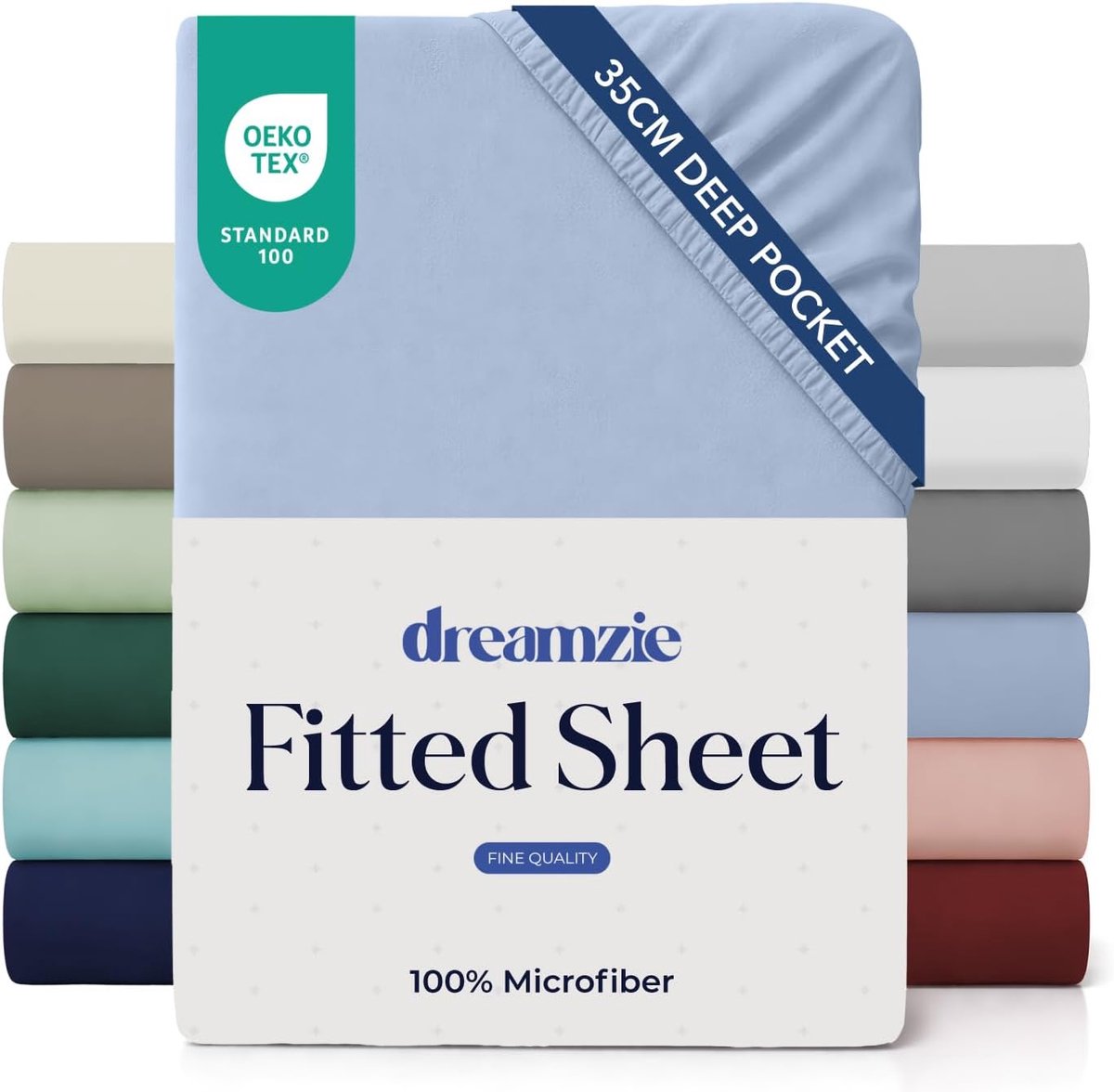 SnelShoppen - Fitted sheet 120x200 met 35 cm Hoed - 100% Microfiber - Blauw - Oeko TEX Goedgekeurd - Perfect voor Dikke Matrassen - Volledig Elastisch