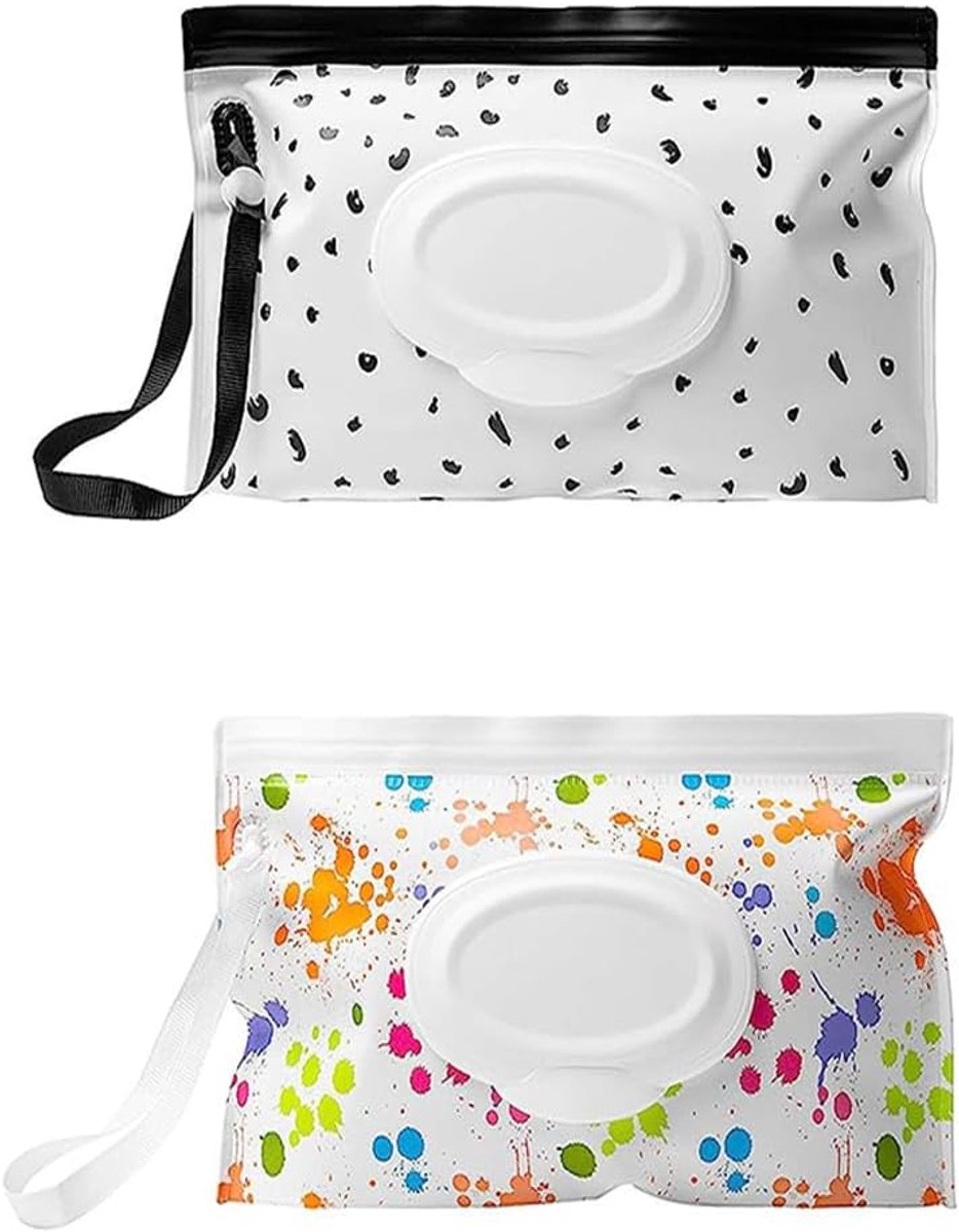 SnelShoppen - Baby Wipes Bag - Reusable Wet Wipe Dispenser - Portable Baby Wipes Bag - 2 Pack - EVA Materiaal - Ideaal voor Reizen en Thuis - 24x14 cm