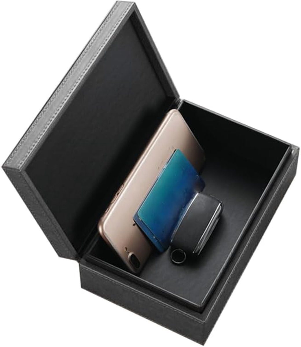 SnelShoppen - Faraday Box Sleutelhouder RFID Blokkering - Eco-vriendelijk Leer, Signal Blocking Cage voor Sleutels en Telefoon, Donkergrijs