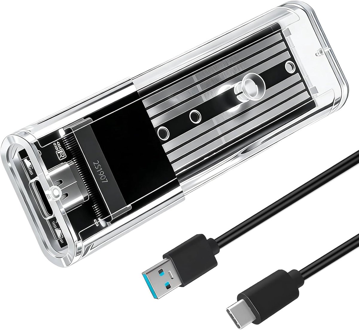 SnelShoppen - SSD Enclosure M.2 SATA NGFF USB C, Toolless M2 SATA Adapter voor 2230 2242 2260 2280 B/B+M Key, 5Gbps USB 3.1 Gen1, Mini Externe Drive