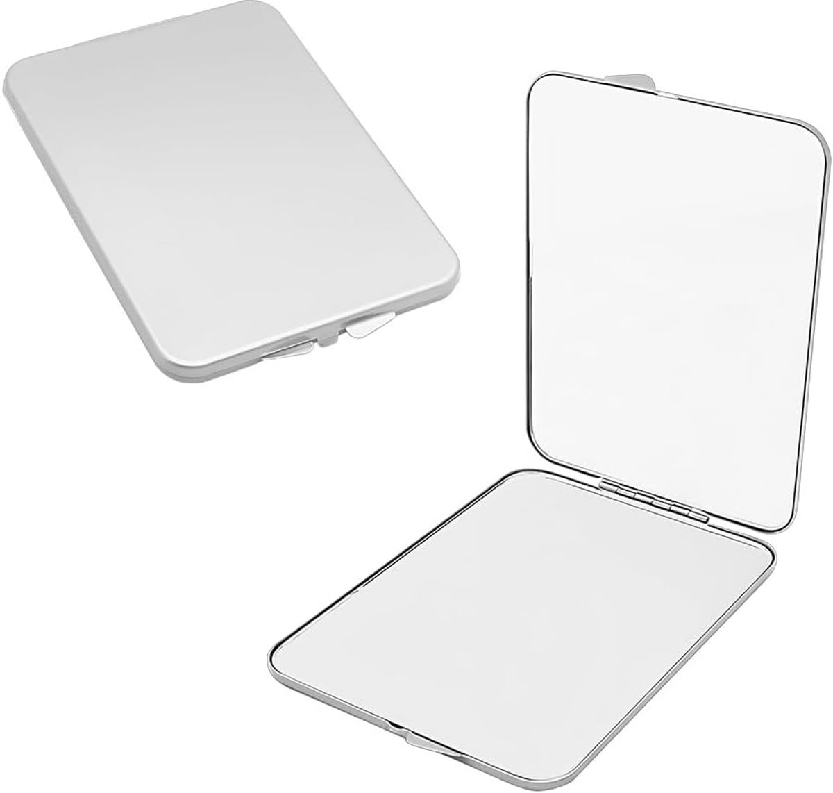 SnelShoppen - Compacte Makeup Spiegel - Draagbare Makeup Spiegel - Desktop Spiegel voor Haarstyling, Scheren, Make-up - Roestvrij Staal, 12.5x9cm - Id