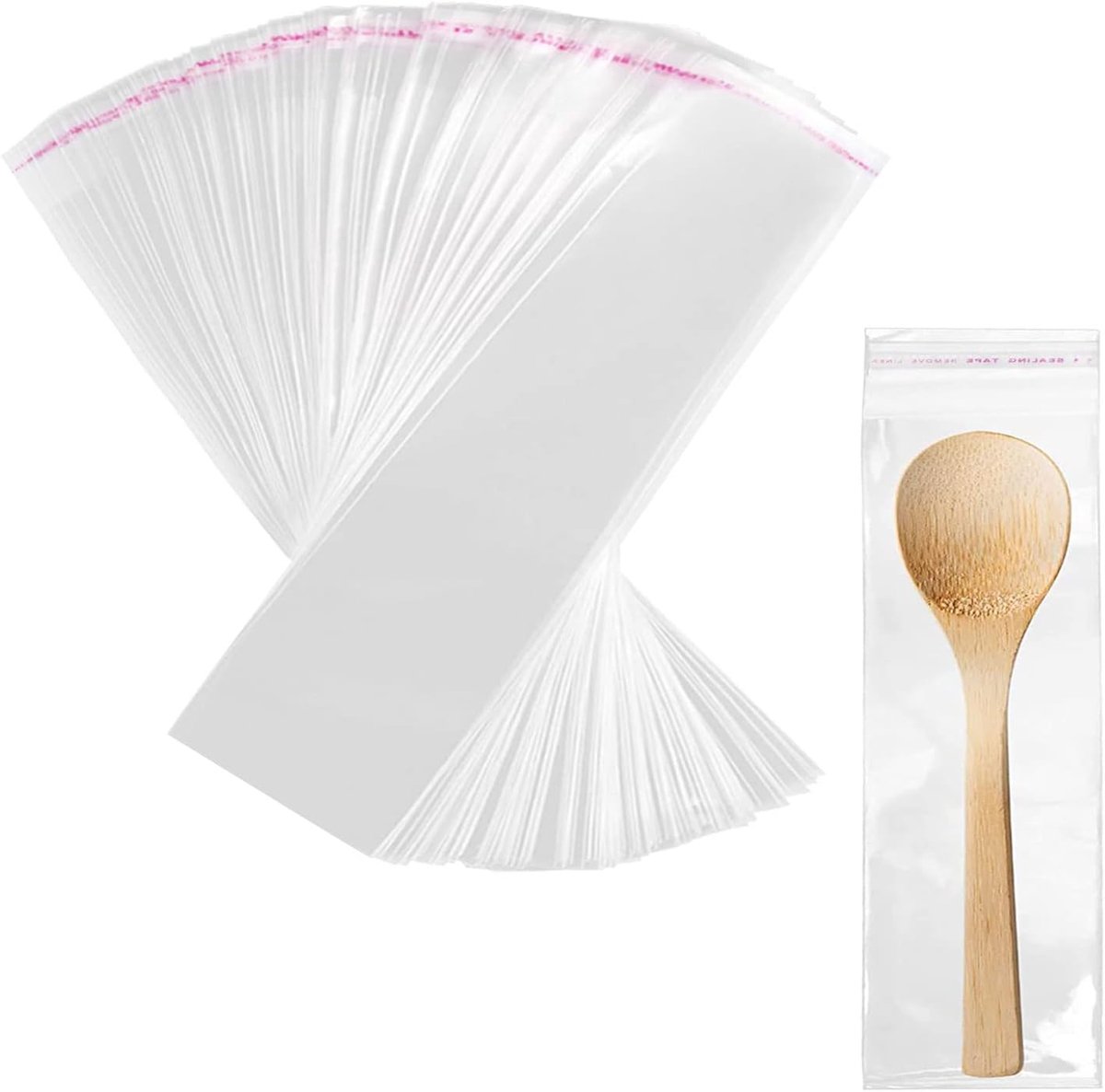 SnelShoppen - Clear Cellophane Bags 5x15cm, 100 Stuks, 50µm Dikke Plastic Zakjes met Zelfklevende Sluiting voor Sieraden, Haarspelden, Cadeaus en Meer