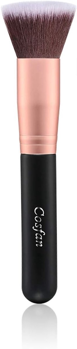 SnelShoppen - Kabuki Professionele Make-up Kwast voor Vloeibare en Crème Foundation, Concealer, Poeder, Hoge Kwaliteit, Zwart Houten Handvat, Perfect