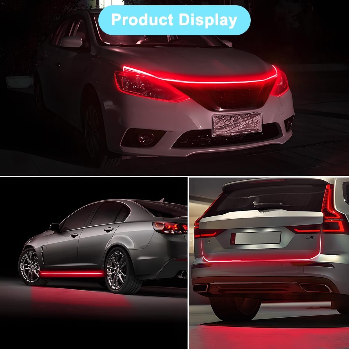 SnelShoppen - LED Strip Auto Universale LED Dagrijverlichting Flexibel Waterdicht Siliconen Strips Auto Decoratie Accessoires voor SUV en Auto's Rood