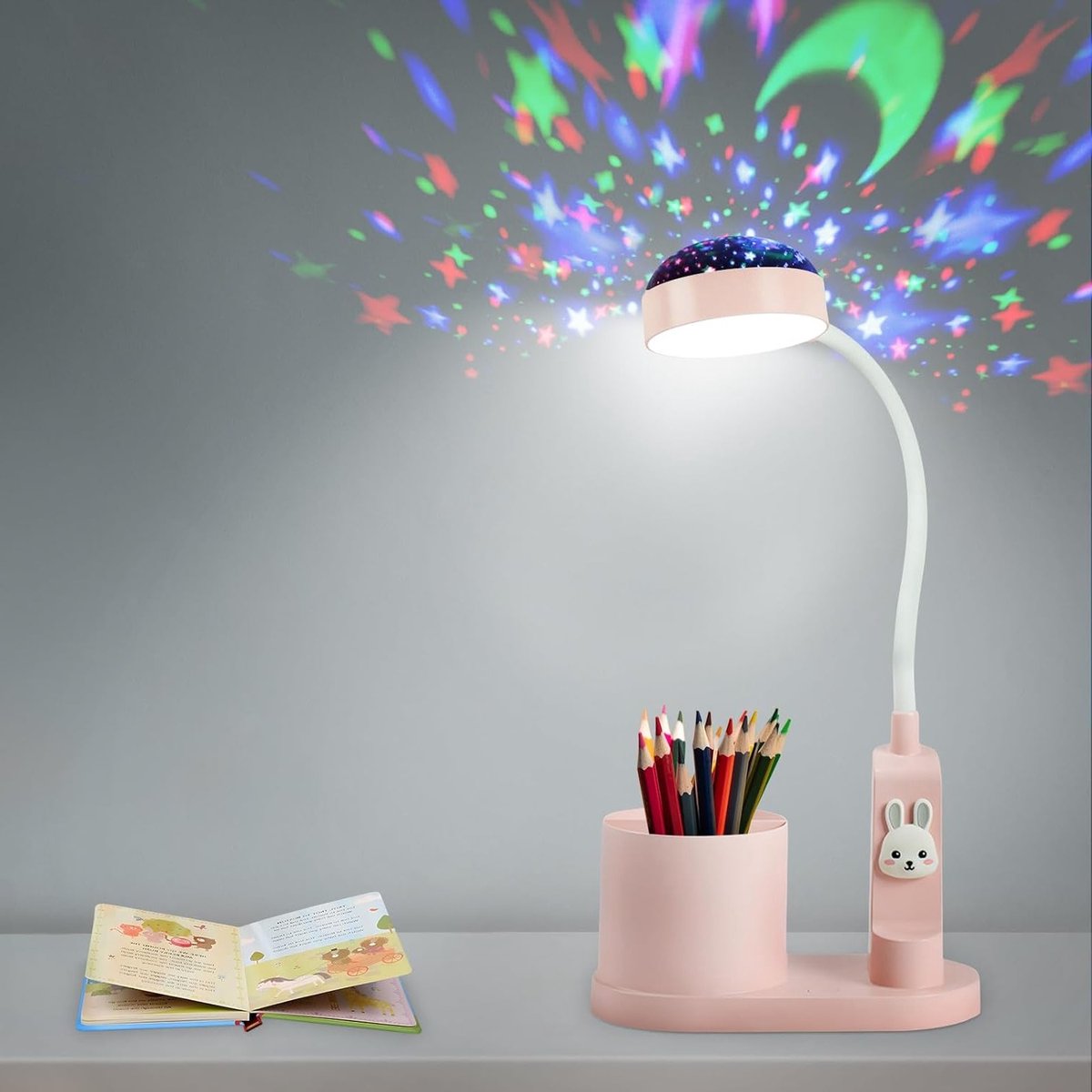 Kindertafel lamp met penhouder, dimbare oplaadbare LED leeslamp voor kinderen met automati