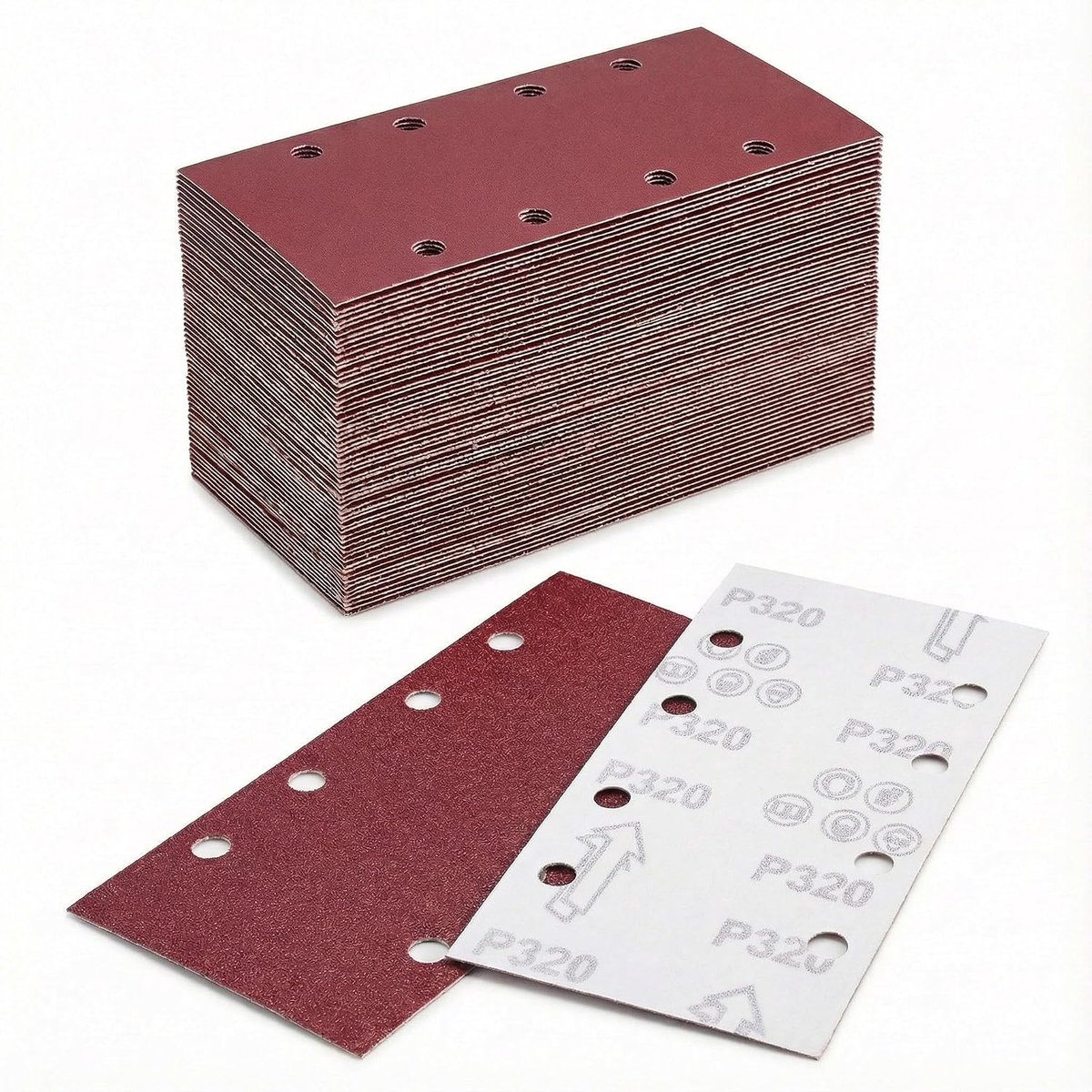SnelShoppen - Pack van 40 Schuurpapier Tape 60 80 120 180 320 600 800 1000 mm voor Schuurmachine - 8 Gaten Schuurvellen voor Hout en Metaal