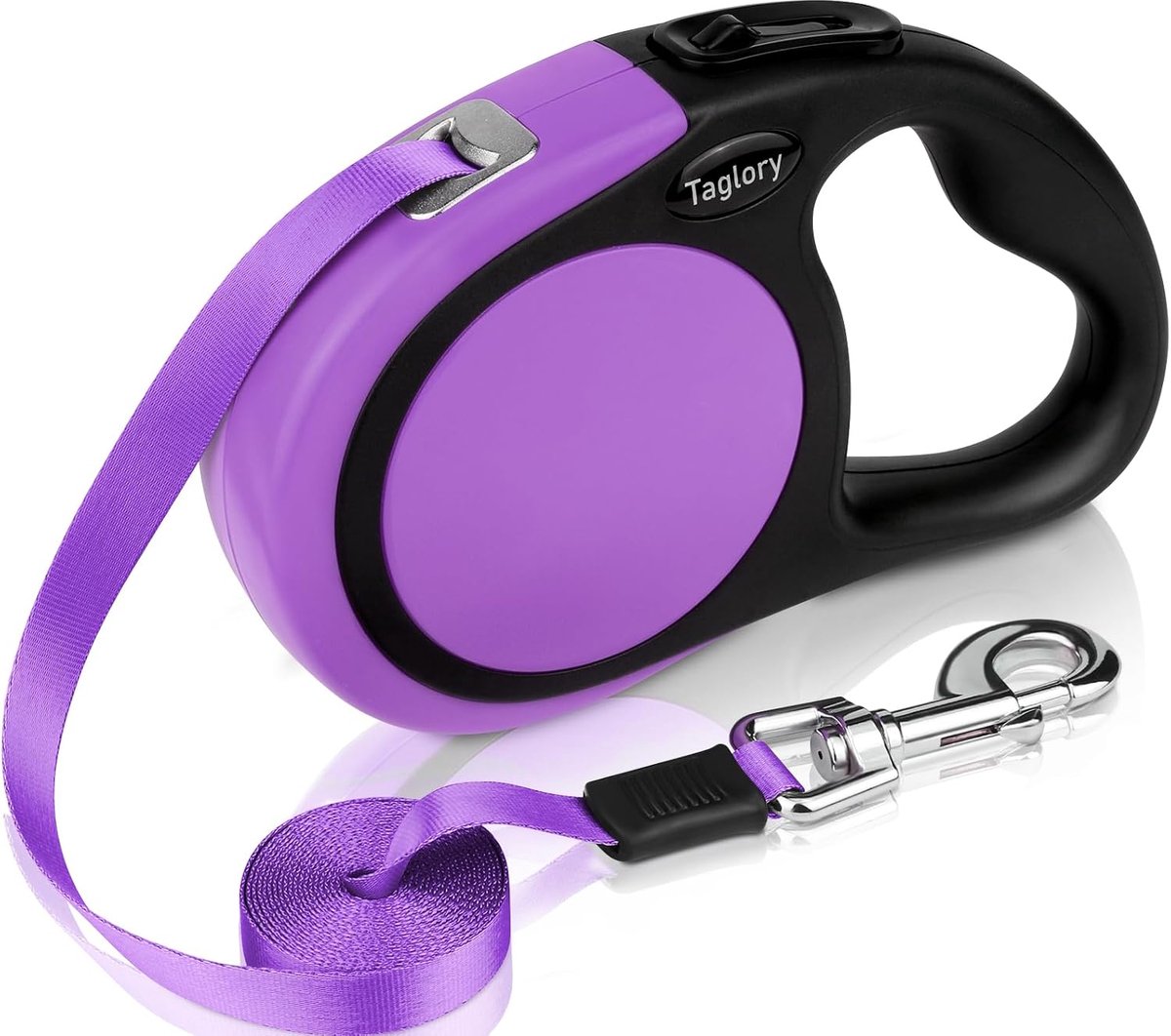 SnelShoppen - Retractable Dog Lead 5m - No-Tangle Hondenlijn - Voor Medium en Grote Honden tot 45 kg - Stevige Nylon Tape - Puur Paars - Voor Wandelen