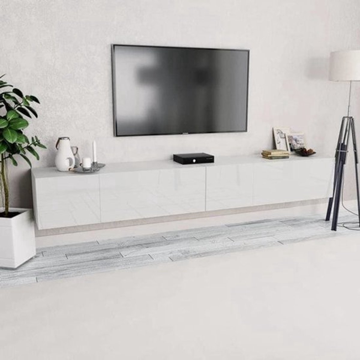 TV Kast – Tv Meubel – Mediameubel – TV Dressoir – Tv Meubel Set – Hoogglans Wit – Houtmate