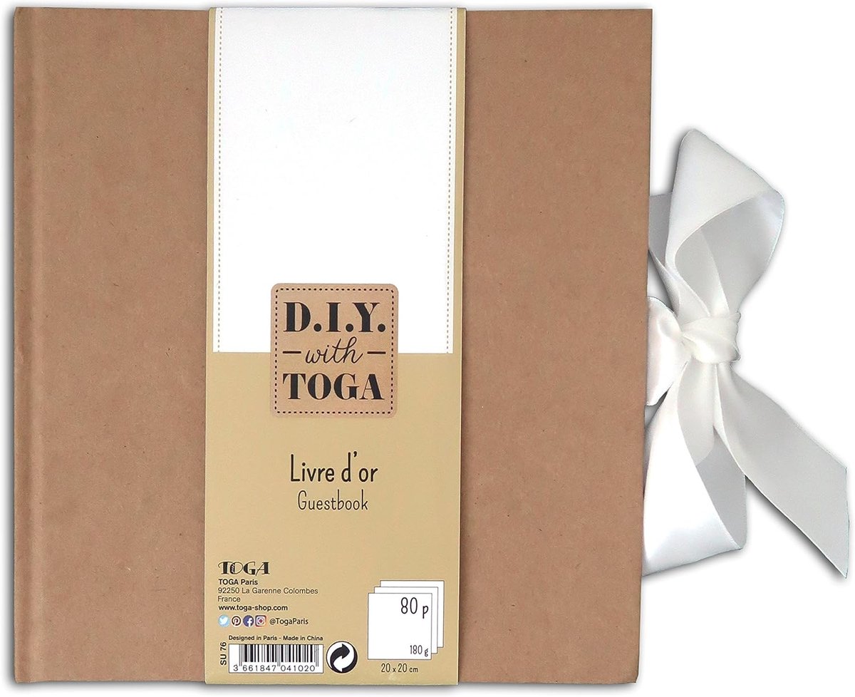 SnelShoppen - Toga Guestbook - Kraft Paper - 20x20 cm - 80 Blanke Pagina's - Perfect voor Feesten, Bruiloften en Herinneringen - Persoonlijk te Person