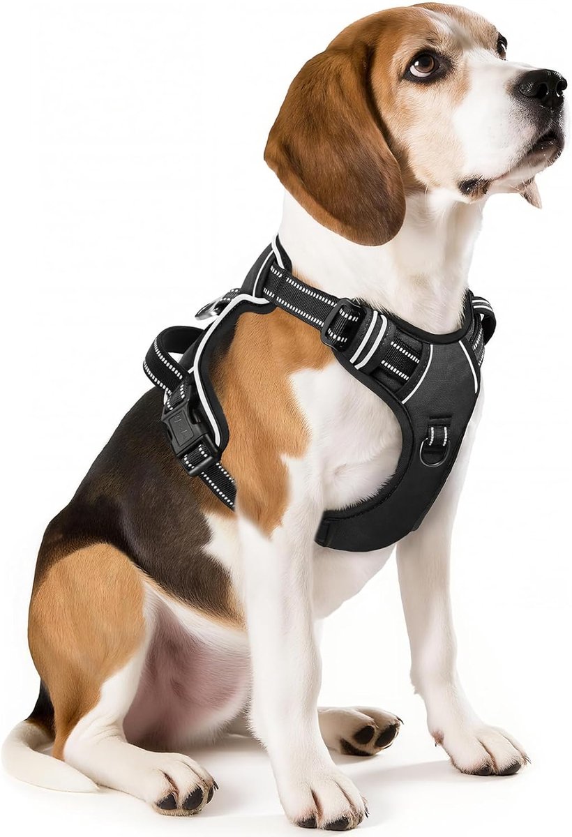 SnelShoppen - Hondenharnas voor Middelgrote Honden - Geen Trek Hondenharnas met Handvat - Reflecterend Verstelbaar Pet Vest voor Buiten Training en Wa