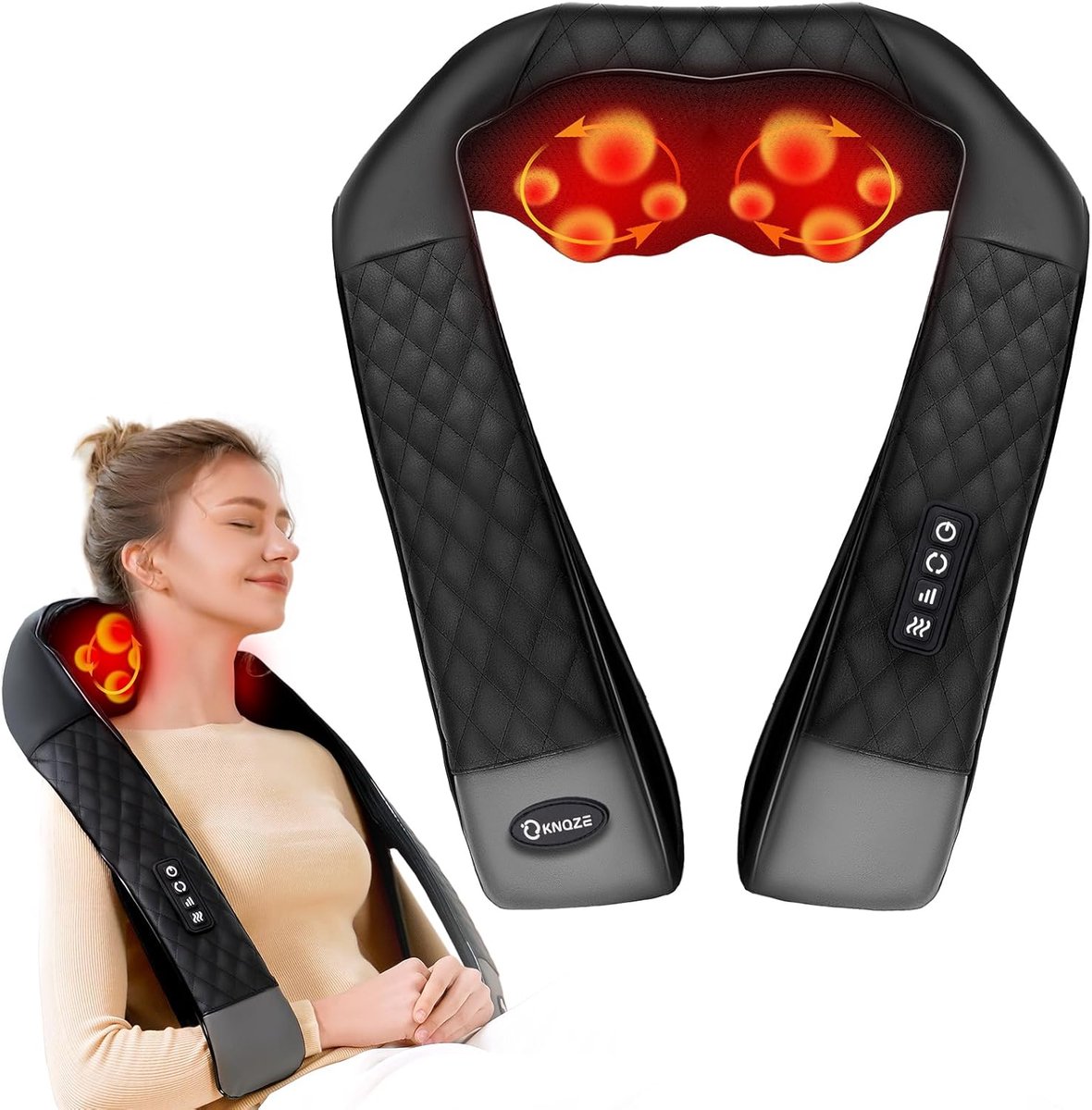 Thijox - Nekmassageapparaat met Warme 4D Shiatsu Massage, Vermoeidheid Verminderen, Stress Verlichten, Pijn Verlichten, Voor Schouder, Rug, Been, Cade