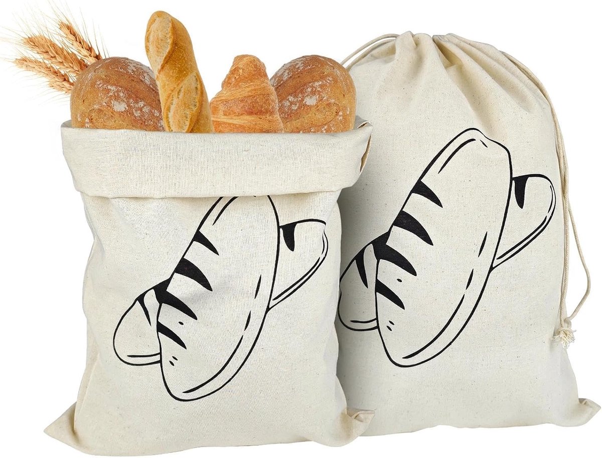SnelShoppen - Herbruikbare Opbergtas voor Brood - Houdt Brood Vers - 2 Stuks - Ademend Linnen Materiaal - Voorkomt Schimmel - Ideaal voor Keuken, Pick