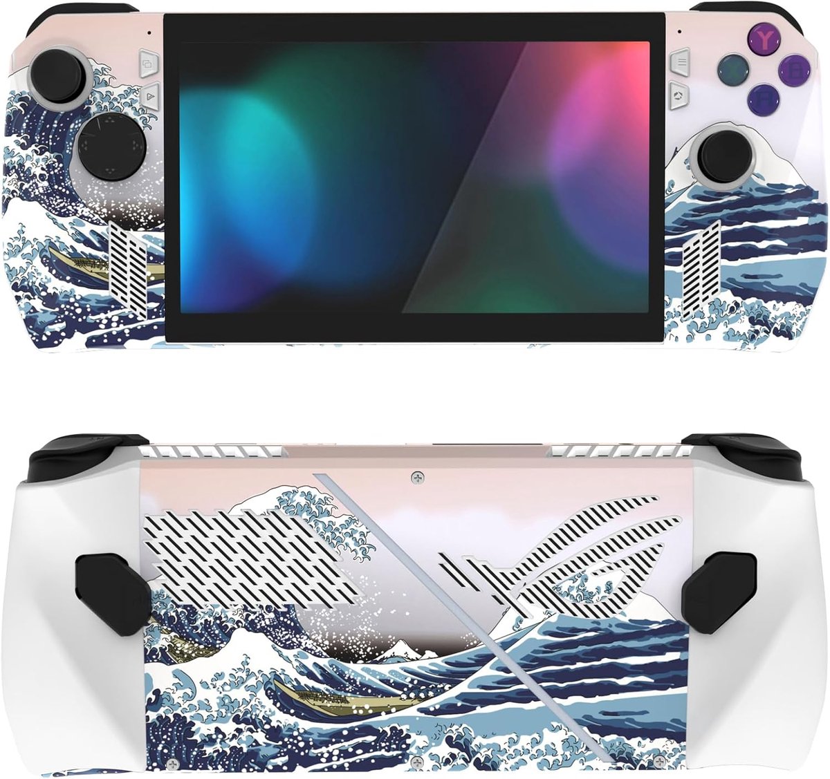 SnelShoppen - PlayVital 2 Set Sticker voor ROG Ally Console - Skins Full Set Faceplate Decals - The Great Wave Design - Perfecte Pasvorm - Gaming Acce